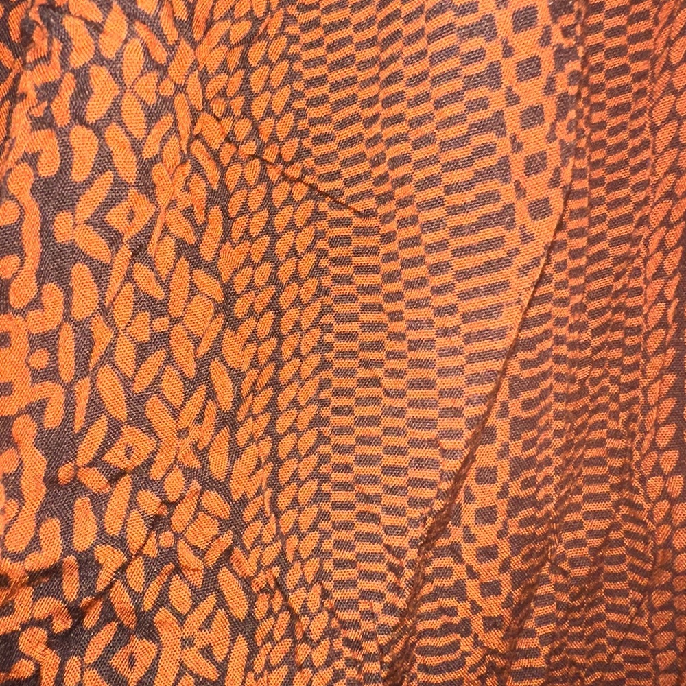 Orange Patterned Boot Cut Pants